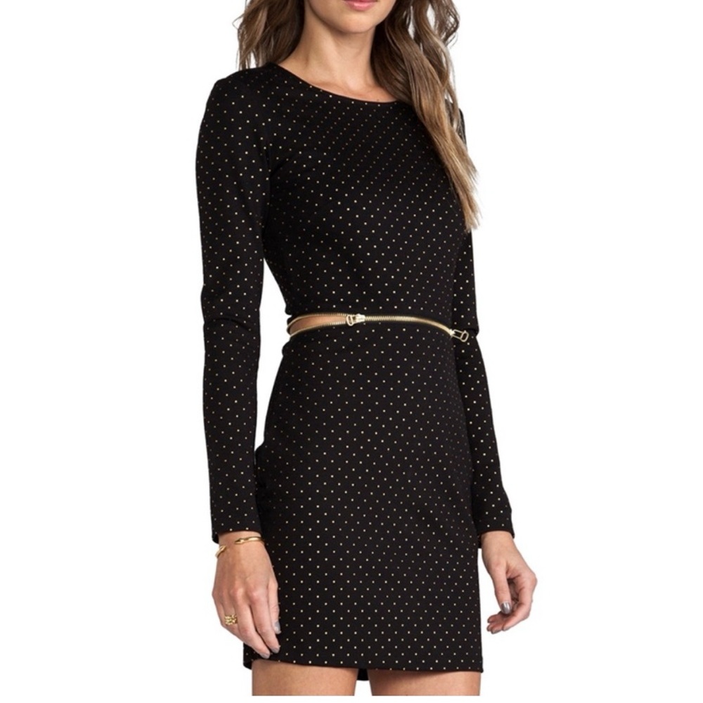 Dolce Vita Black Dress Bing Gold Dots Size M